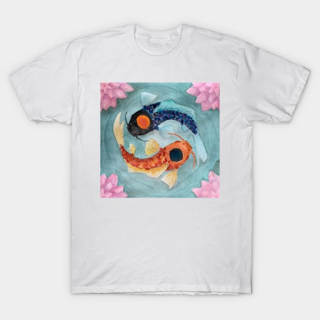 Koi fish yin yang T-Shirt by Audrey Nagle